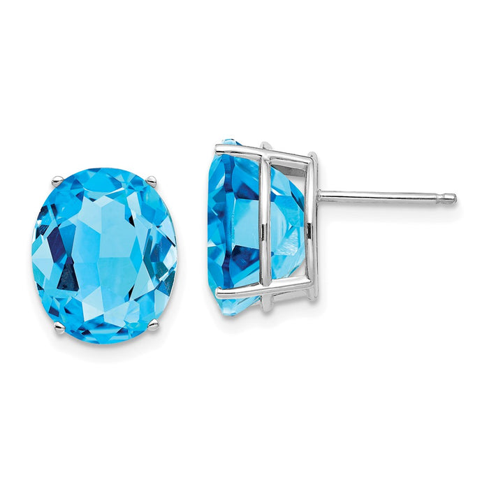 Buy Stylish 14K White Gold Oval Blue Topaz Stud Earrings | Affordable Luxury-1