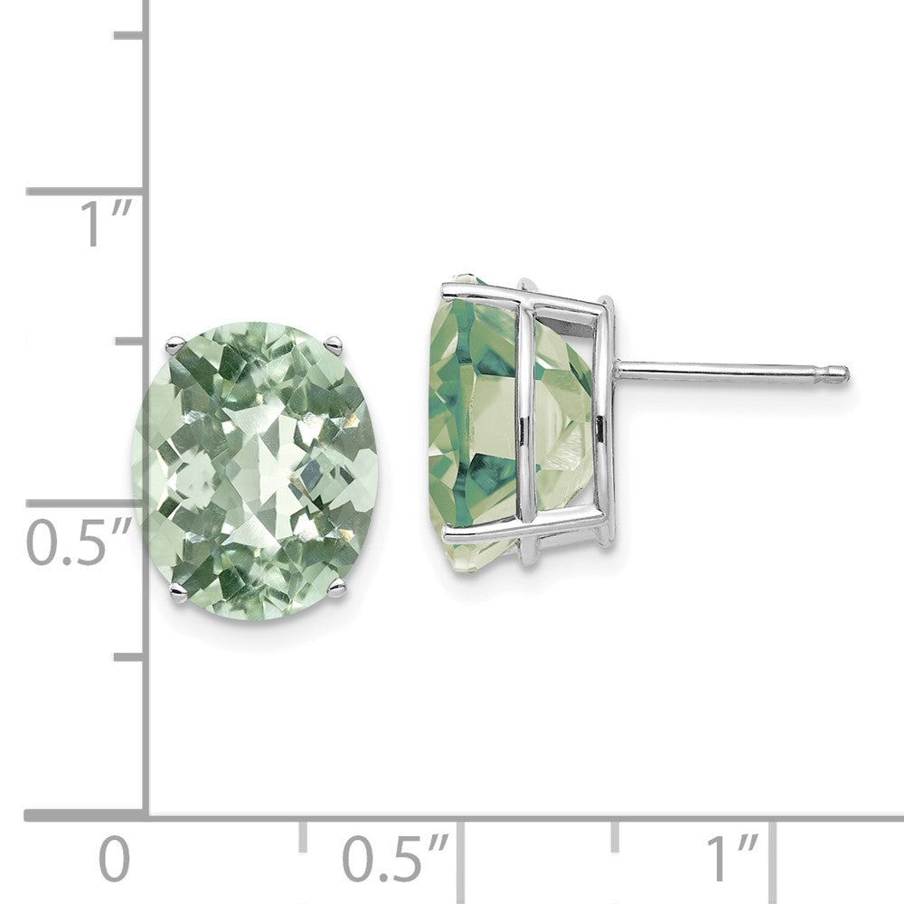 Exclusive 14K Gold 12x10mm Oval Green Quartz Earrings - Stylish & Affordable