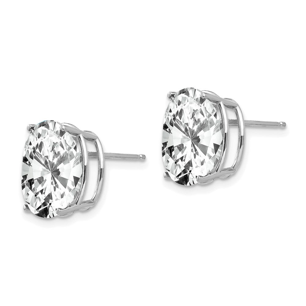 Buy Exclusive 14K White Gold Oval Stud Earrings with CZ - Stylish Value!