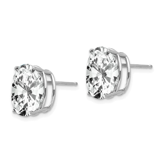 Buy Exclusive 14K White Gold Oval Stud Earrings with CZ - Stylish Value!