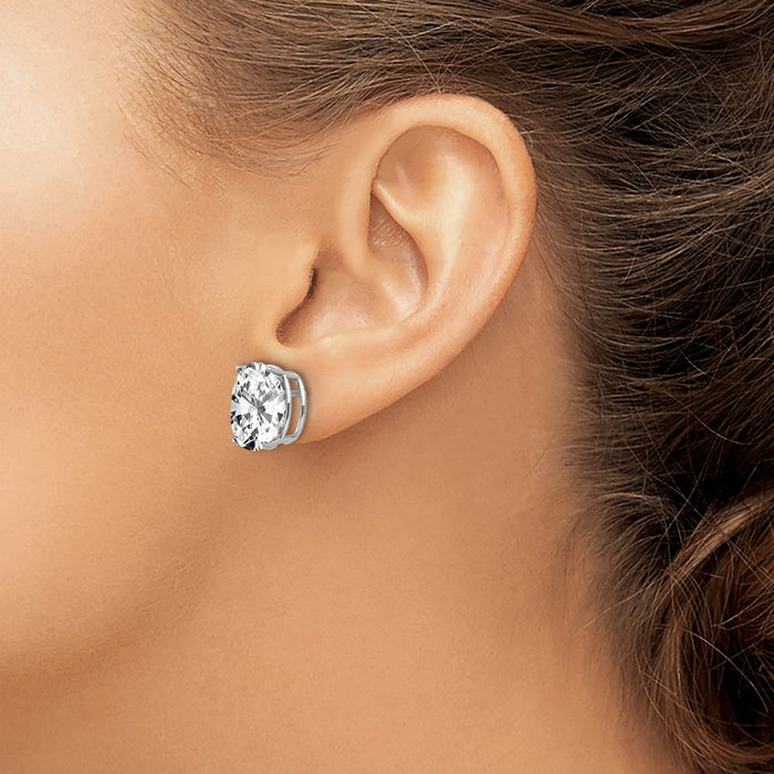 Buy Exclusive 14K White Gold Oval Stud Earrings with CZ - Stylish Value!-3