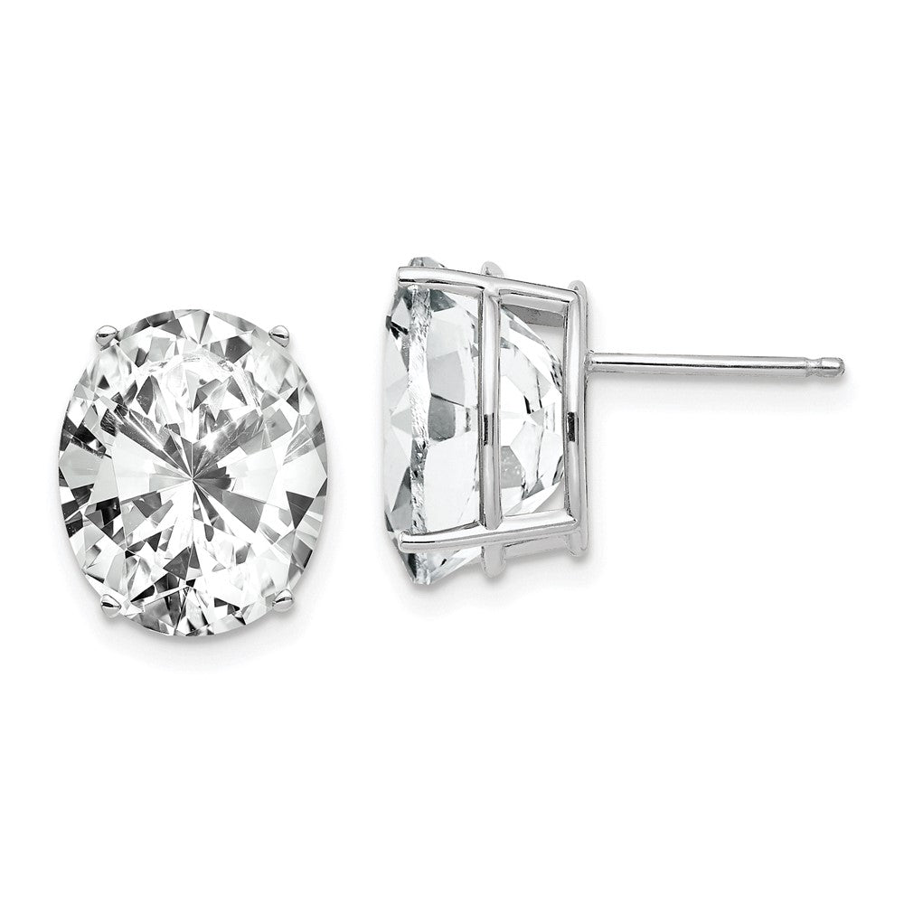 Buy Exclusive 14K White Gold Oval Stud Earrings with CZ - Stylish Value!