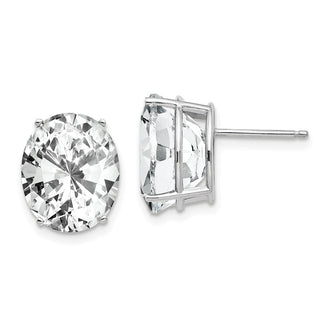 Buy Exclusive 14K White Gold Oval Stud Earrings with CZ - Stylish Value!