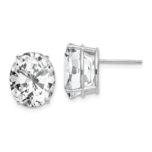 Buy Exclusive 14K White Gold Oval Stud Earrings with CZ - Stylish Value!