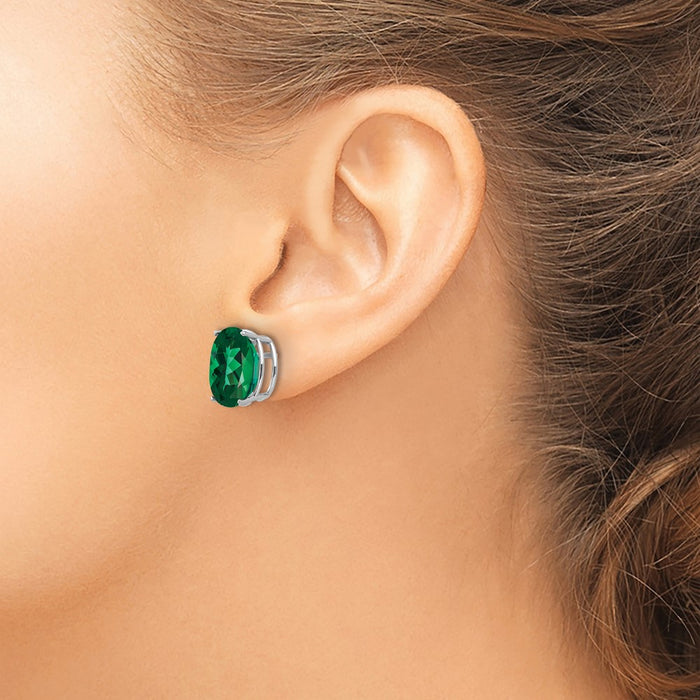 Buy Exclusive 14K White Gold Oval Stud Earrings - Stylish Design Inspired by Mount St. Helens-3