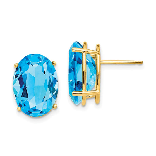 Buy Exclusive 14K Gold Oval Blue Topaz Earrings - 14x10mm, Stylish Luxury