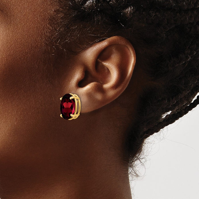 Buy Stylish 14K Gold 14x10mm Oval Garnet Earrings - Luxury at Great Price!-3
