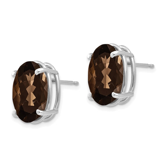 Buy Exclusive 14K Gold Oval Smoky Quartz Earrings - 4-Prong, 14x10mm Value