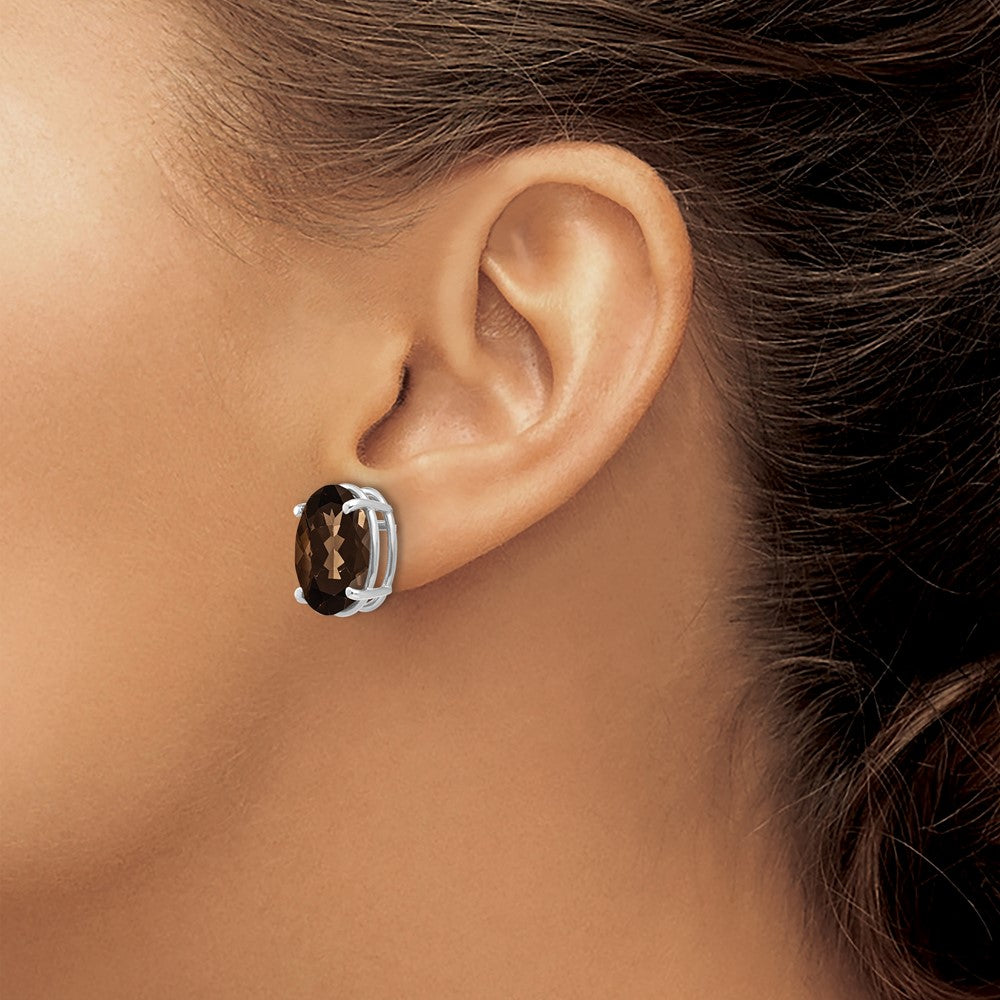 Buy Exclusive 14K Gold Oval Smoky Quartz Earrings - 4-Prong, 14x10mm Value