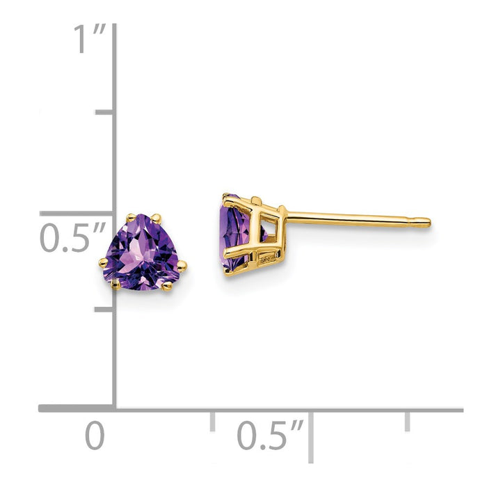 Buy Stylish 14K Gold 5mm Trillion Cut Amethyst Earrings - Luxury Value-4