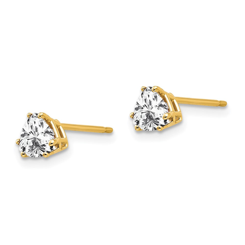 Buy Exclusive 14K Gold 5mm Trillion Cut CZ Earrings - Affordable Luxury!