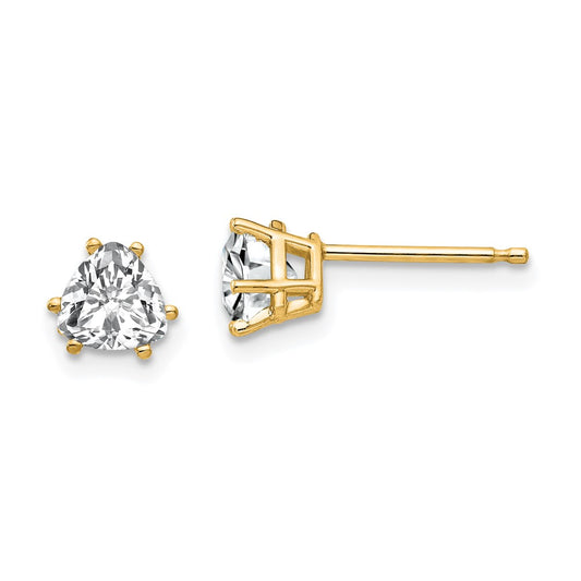 Buy Exclusive 14K Gold 5mm Trillion Cut CZ Earrings - Affordable Luxury!
