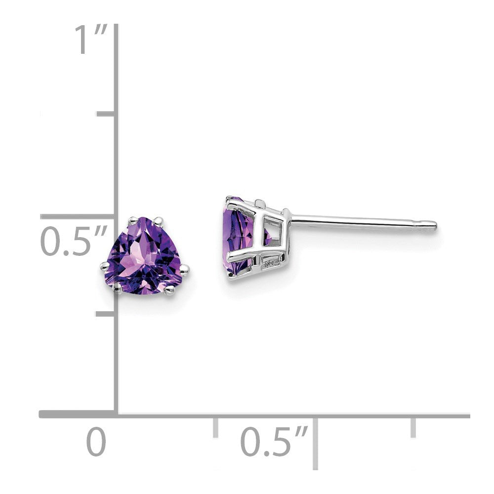 Buy Exclusive 14K White Gold 5mm Trillion-Cut Amethyst Earrings - Stylish Luxury!