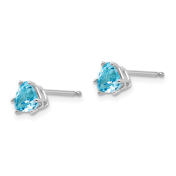 14K White Gold 5mm Trillion-Cut Blue Topaz Earrings