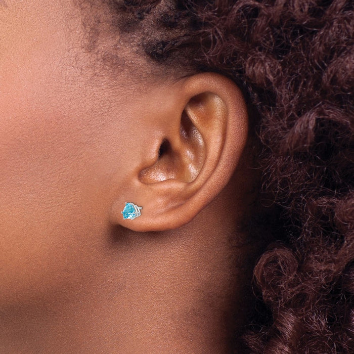 High-Quality 14K White Gold 5mm Trillion-Cut Blue Topaz Earrings - Stylish Value-3