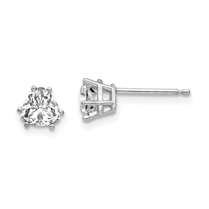 Buy Stylish 14K White Gold Trillion Cut CZ Stud Earrings - Luxury Value!-1