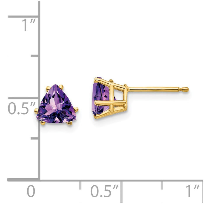 Buy Stylish 14K Gold 6mm Trillion-Cut Amethyst Earrings - Luxury Value-4