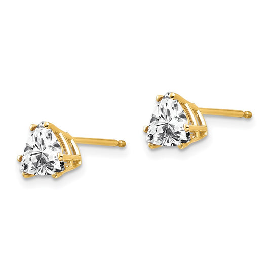 High-Quality 14K Gold 6mm Trillion Cut CZ Earrings - Stylish Luxury Value
