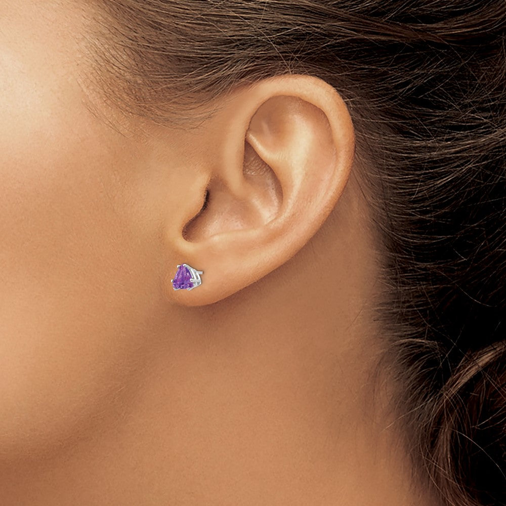 Exclusive 14K White Gold Amethyst Earrings - 6mm, Stylish Luxury Jewelry