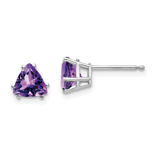 14K White Gold Amethyst Earrings - 6mm