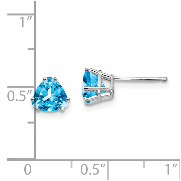 Buy Stylish 14K White Gold 6mm Trillion-Cut Blue Topaz Earrings - Luxury Value!-4