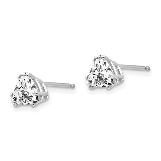 Buy Stylish 14K White Gold Earrings - 6mm Trillion Cut Cubic Zirconia, Luxury!