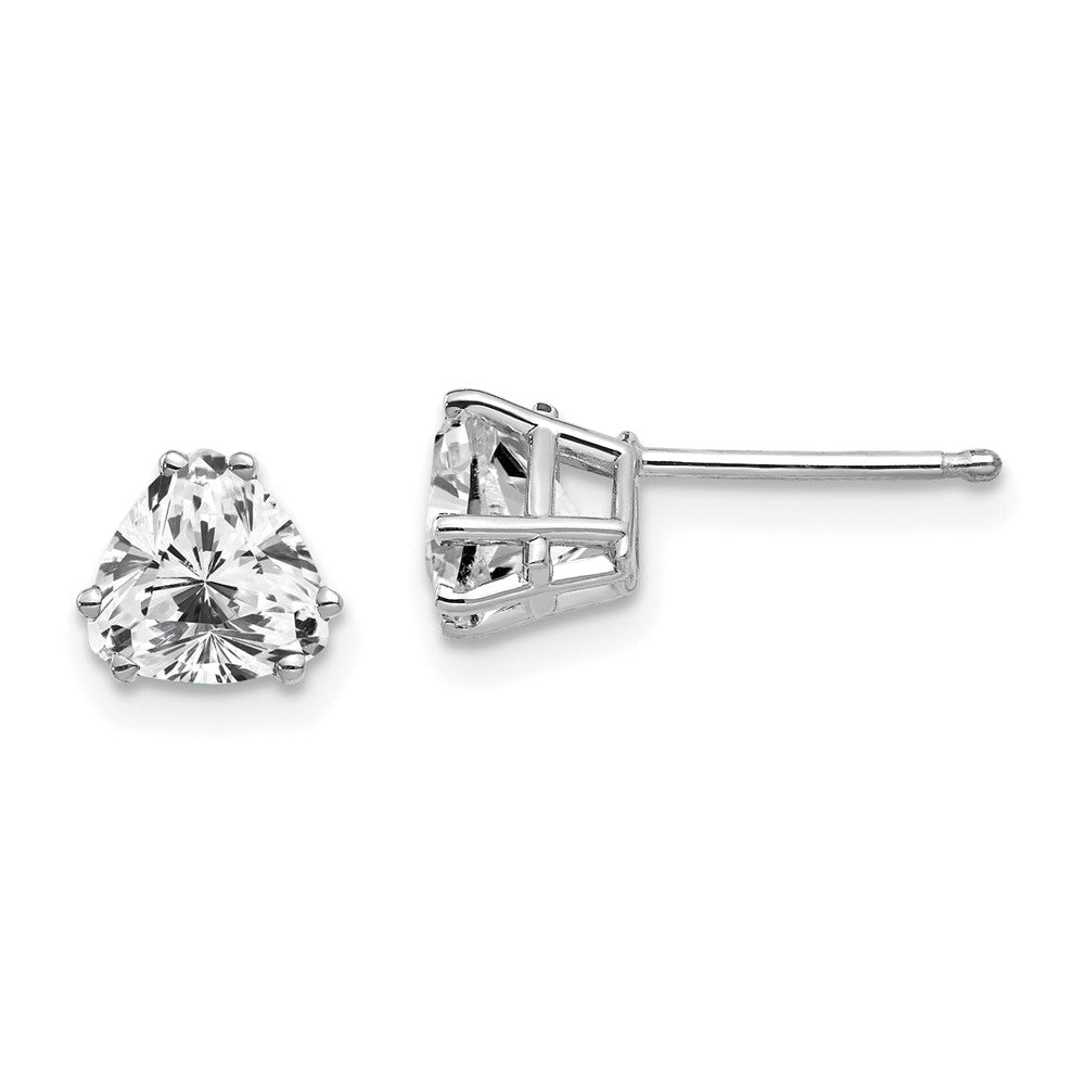 Buy Stylish 14K White Gold Earrings - 6mm Trillion Cut Cubic Zirconia, Luxury!
