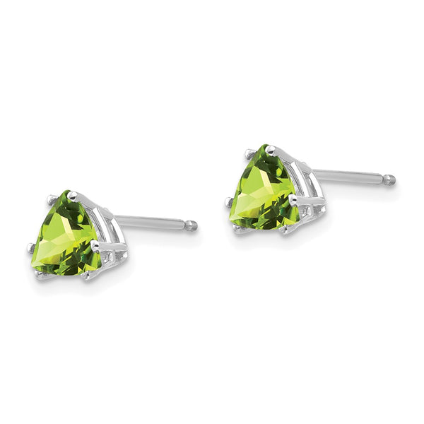 14K White Gold 6mm Trillion-Cut Peridot Earrings