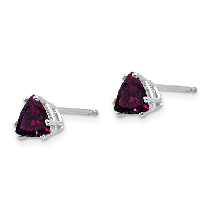 Buy Exclusive 14K White Gold Trillion Cut Rhodolite Garnet Stud Earrings - Stylish Value!-2