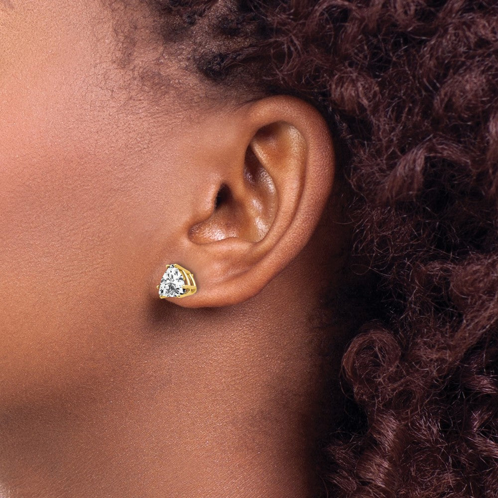 Exclusive 14K Gold 7mm Trillion Cut Cubic Zirconia Earrings - Stylish Value!