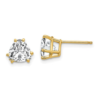 Exclusive 14K Gold 7mm Trillion Cut Cubic Zirconia Earrings - Stylish Value!