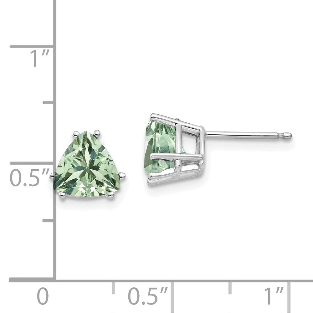 Buy Stylish 14K Gold 7mm Trillion Cut Green Quartz Earrings - Affordable Luxury!