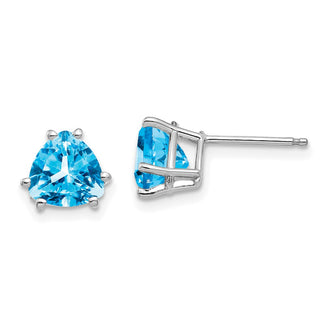 Shop Stylish 14K White Gold 7mm Trillion-Cut Blue Topaz Earrings