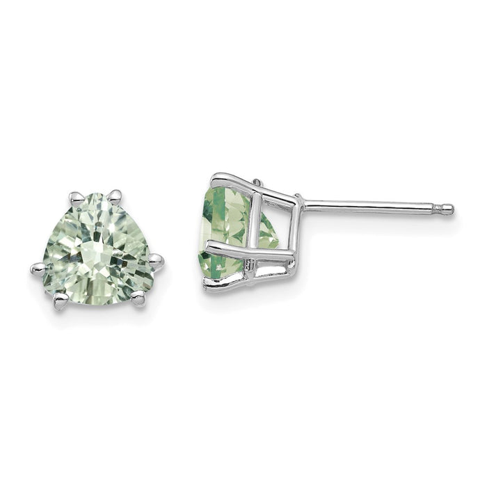Buy Exclusive 14K Gold 7mm Trillion Checker-Cut Green Quartz Earrings - Stylish & Affordable!-1