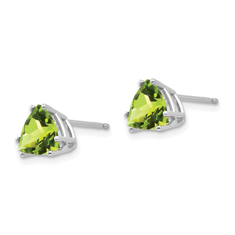 Buy Stylish 14K White Gold Trillion Cut Peridot Stud Earrings - 1.5 Carats