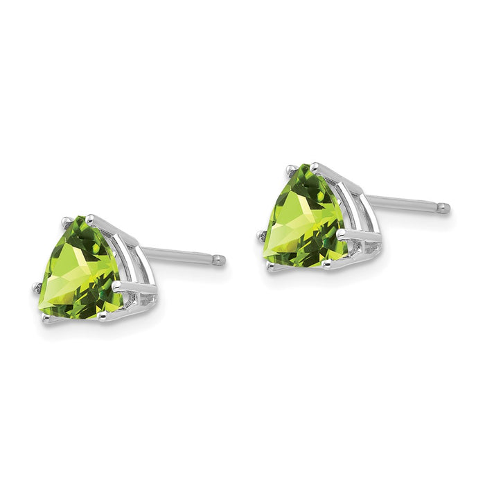 Buy Stylish 14K White Gold Trillion Cut Peridot Stud Earrings - 1.5 Carats-2