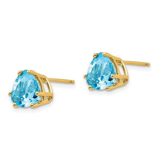 Shop Exclusive 14K Gold 8mm Trillion-Cut Blue Topaz Earrings - Stylish Value