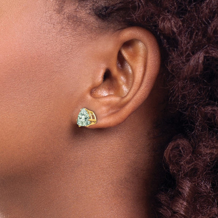 Shop Exclusive 14K Gold 8mm Trillion-Cut Green Quartz Earrings - Stylish Design-3