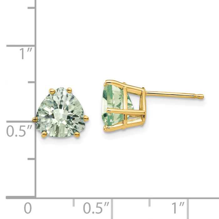 Shop Exclusive 14K Gold 8mm Trillion-Cut Green Quartz Earrings - Stylish Design-4