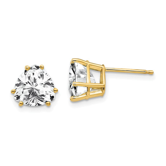 Exclusive 14K Gold 8mm Trillion-Cut CZ Earrings - Stylish & Affordable Luxury