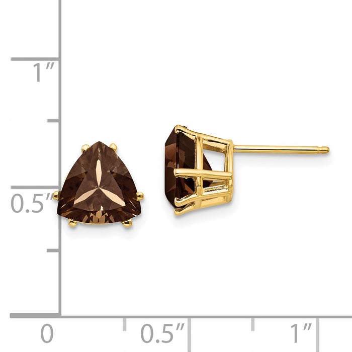 Buy Exclusive 14K Gold 8mm Trillion Cut Smoky Quartz Earrings - Luxury Style-4