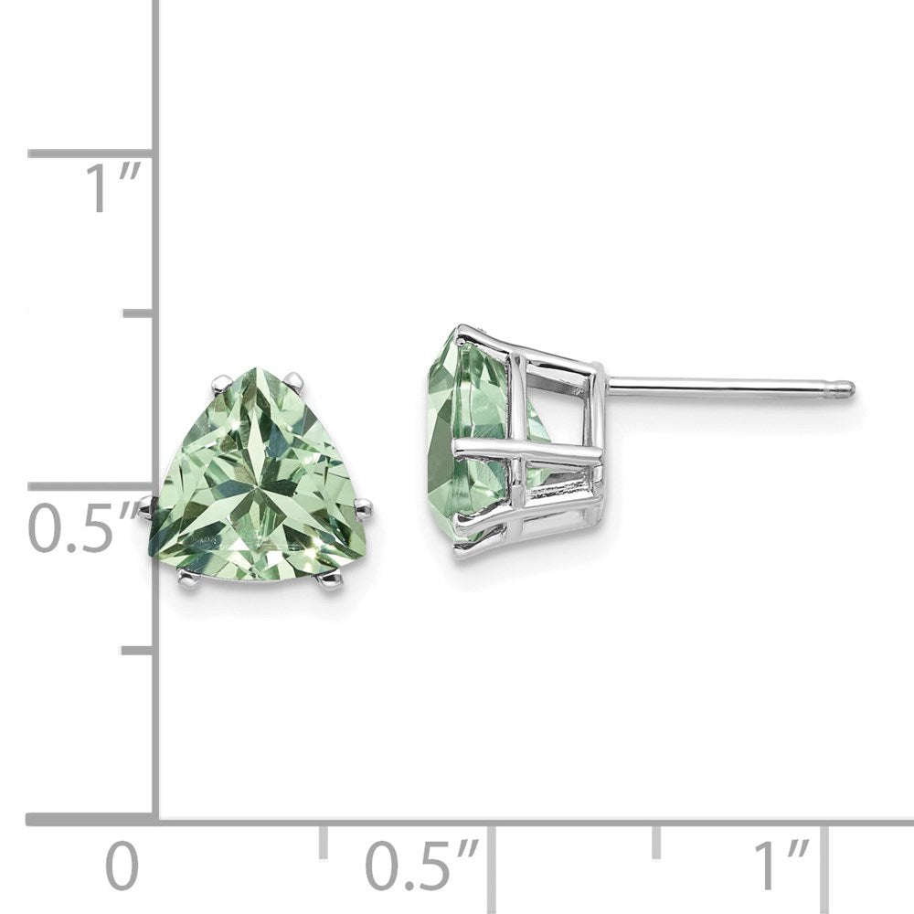 Buy Exclusive 14K Gold 8mm Trillion Cut Green Quartz Earrings - Stylish Value!