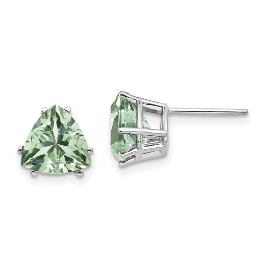 Buy Exclusive 14K Gold 8mm Trillion Cut Green Quartz Earrings - Stylish Value!