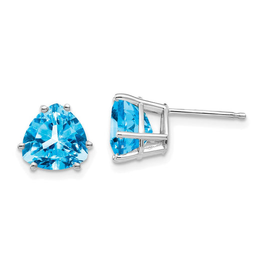 Buy Stylish 14K White Gold 8mm Blue Topaz Earrings - Luxury Gemstone Value!