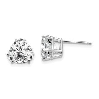 Exclusive 14K White Gold 8mm Trillion Cut CZ Earrings - Stylish Luxury Value