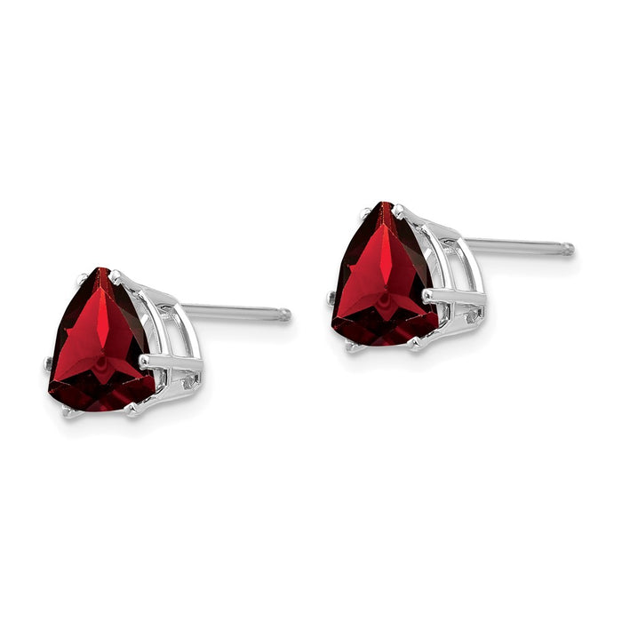 Exclusive 14K White Gold Garnet Stud Earrings - Stylish Trillion Cut, Affordable Price-2