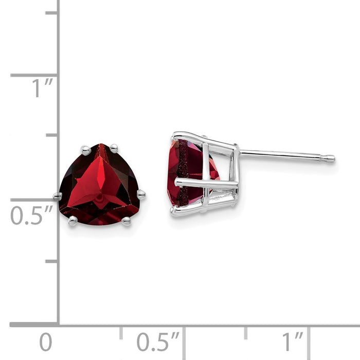 Exclusive 14K White Gold Garnet Stud Earrings - Stylish Trillion Cut, Affordable Price-4