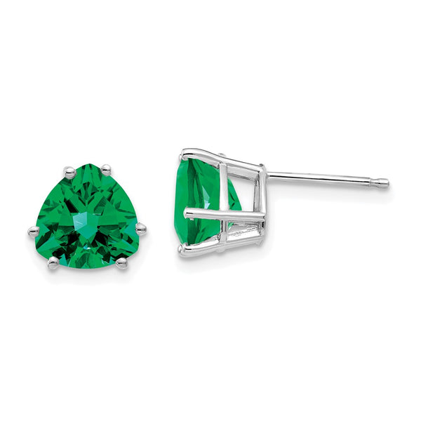 14K White Gold Trillion Cut Stud Earrings