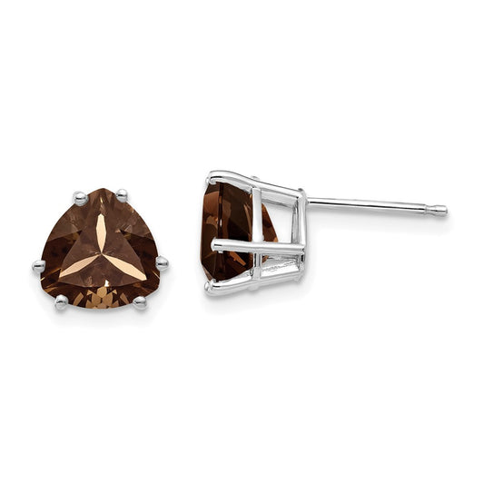 Buy Stylish 14K Gold 8mm Trillion Cut Smoky Quartz Earrings at Affordable Price