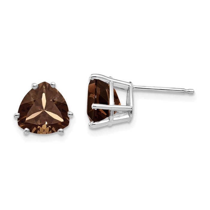Buy Stylish 14K Gold 8mm Trillion Cut Smoky Quartz Earrings at Affordable Price-1